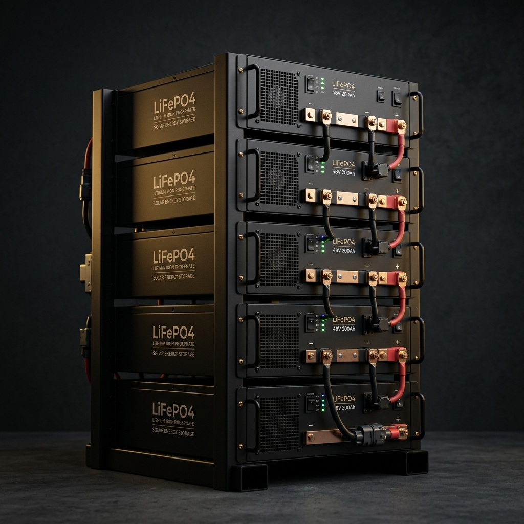 Lithium battery bank for solar energy storage